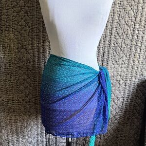 Delta Burke Teal and Indigo Swim Sarong